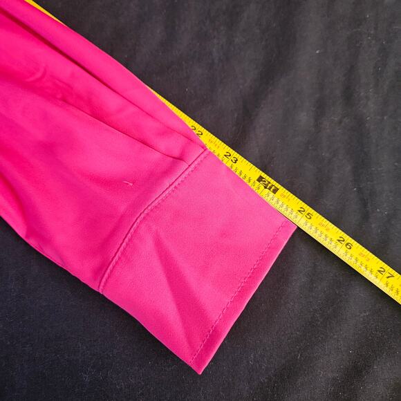 Mima Rosso Pink Kelsea Wrap Midi Dress Size L Pleated Collard Modest Barbiecore - Picture 7 of 8